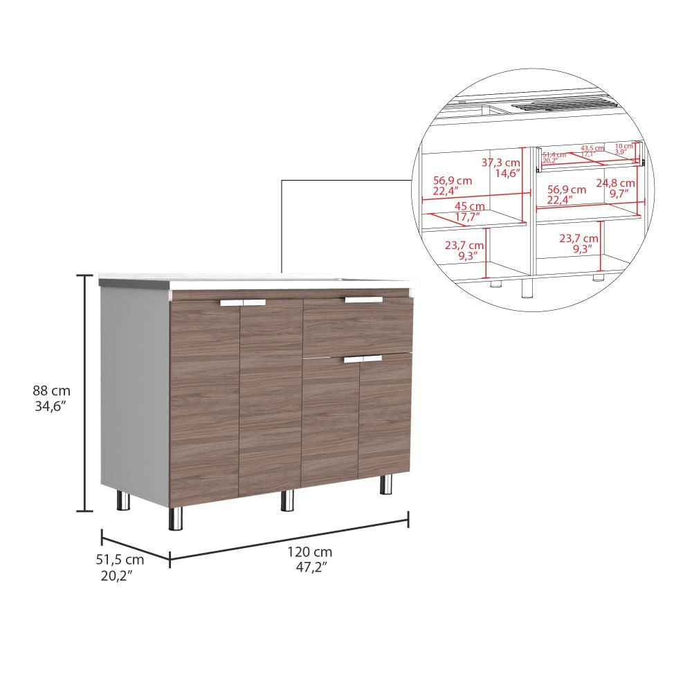 Gabinete Inferior Nimora Blanco Y Coñac 120 Cm