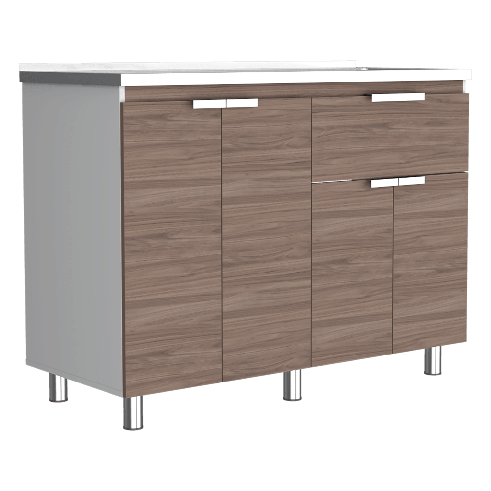 Gabinete Inferior Nimora Blanco Y Coñac 120 Cm