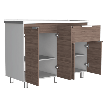 Gabinete Inferior Nimora Blanco Y Coñac 120 Cm