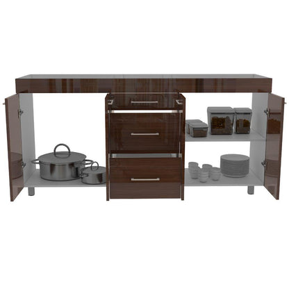 Gabinete Inferior Mok Coñac Y Blanco 180 Cm