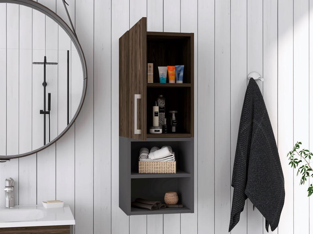 Mueble Auxiliar De Baño Norvia  Coñac Y Plomo