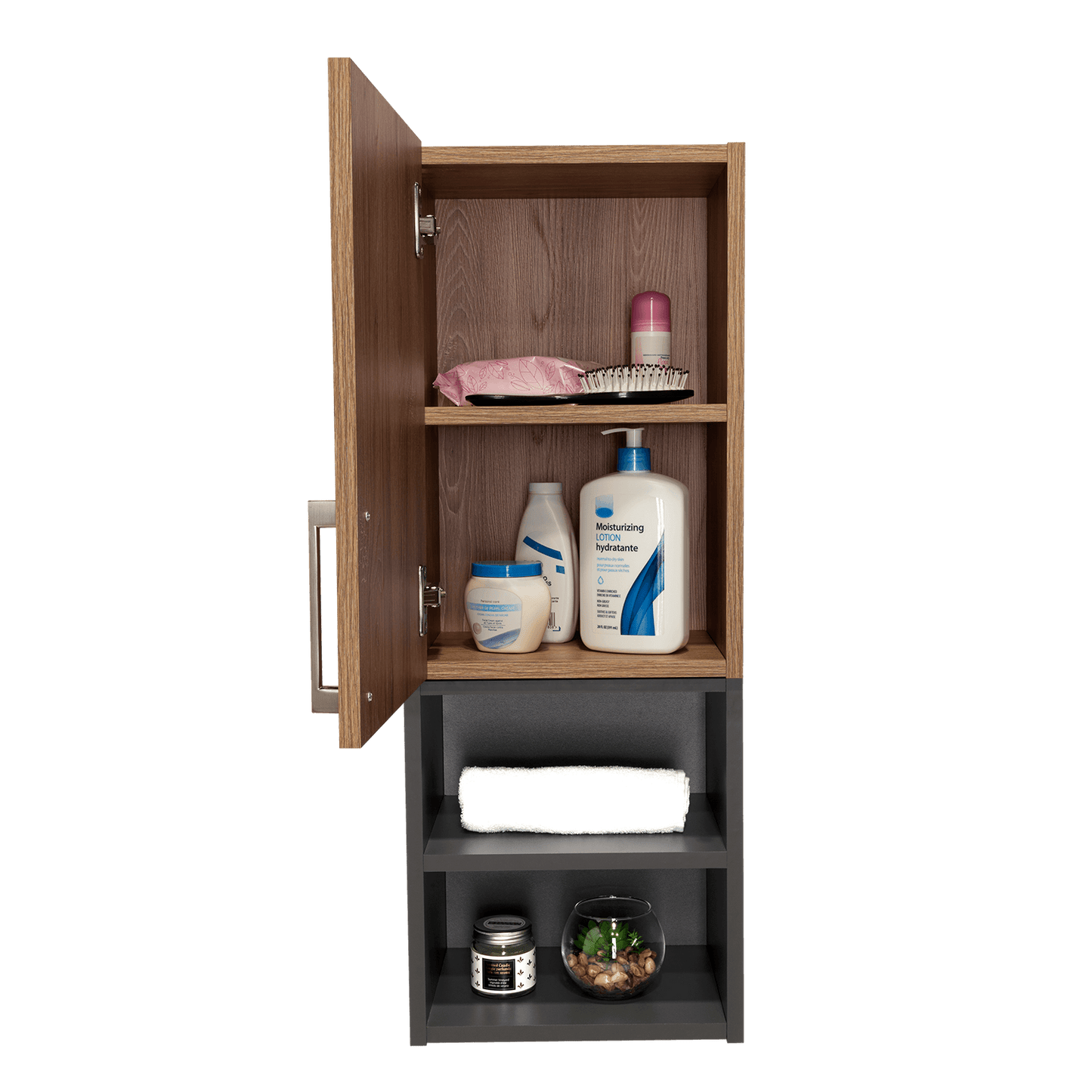 Mueble Auxiliar De Baño Norvia  Miel Y Plomo