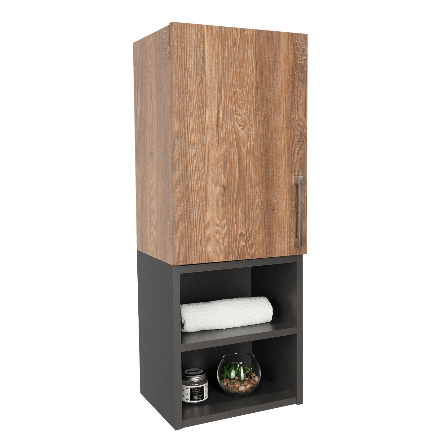 Mueble Auxiliar De Baño Norvia  Miel Y Plomo