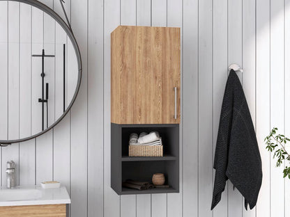 Mueble Auxiliar De Baño Norvia  Miel Y Plomo