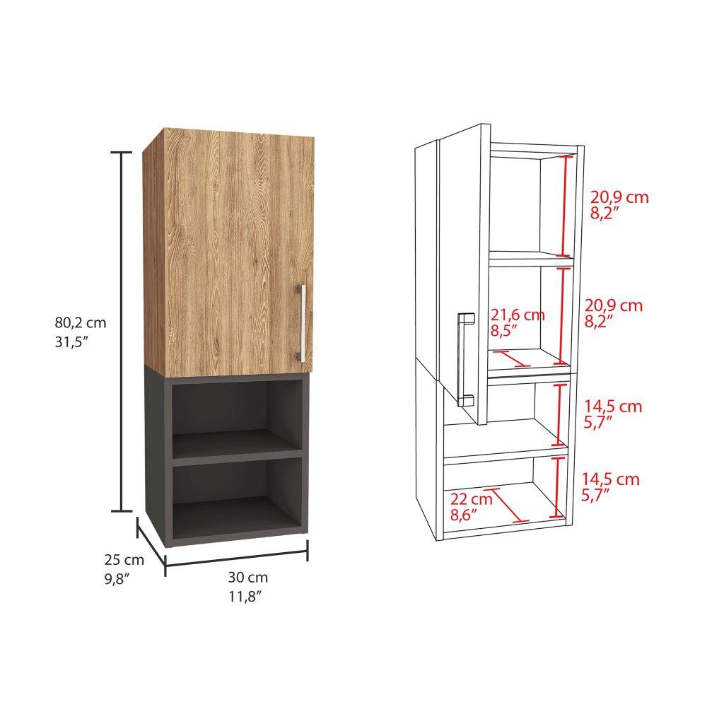 Mueble Auxiliar De Baño Norvia  Miel Y Plomo