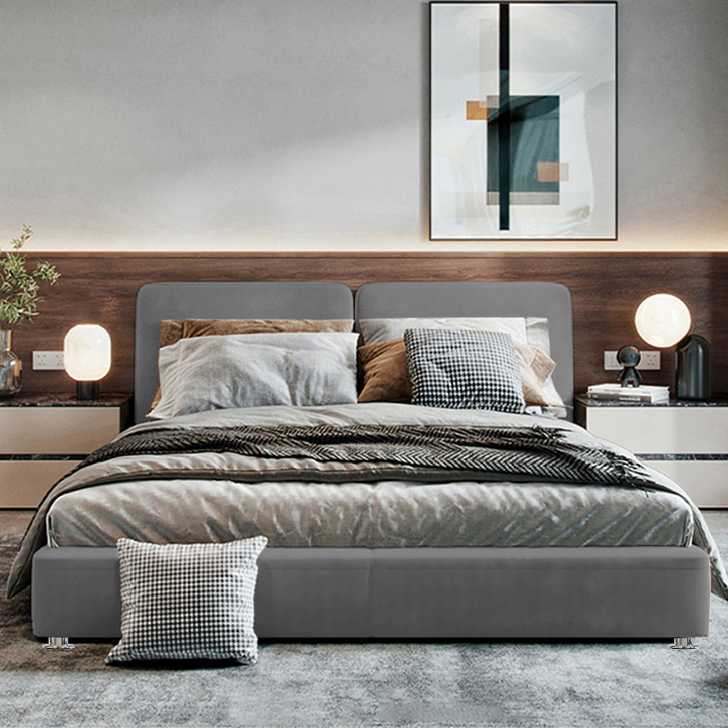 Cama Queen Gabor  Gris Plata