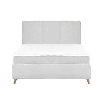 Base Cama Con Espaldar King Pretty  Gris Perla