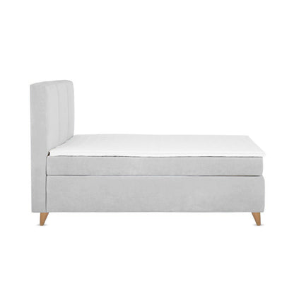 Base Cama Con Espaldar King Pretty  Gris Perla