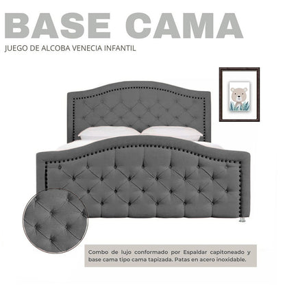 Cama Semidoble Infantil Venecia  gris plomo