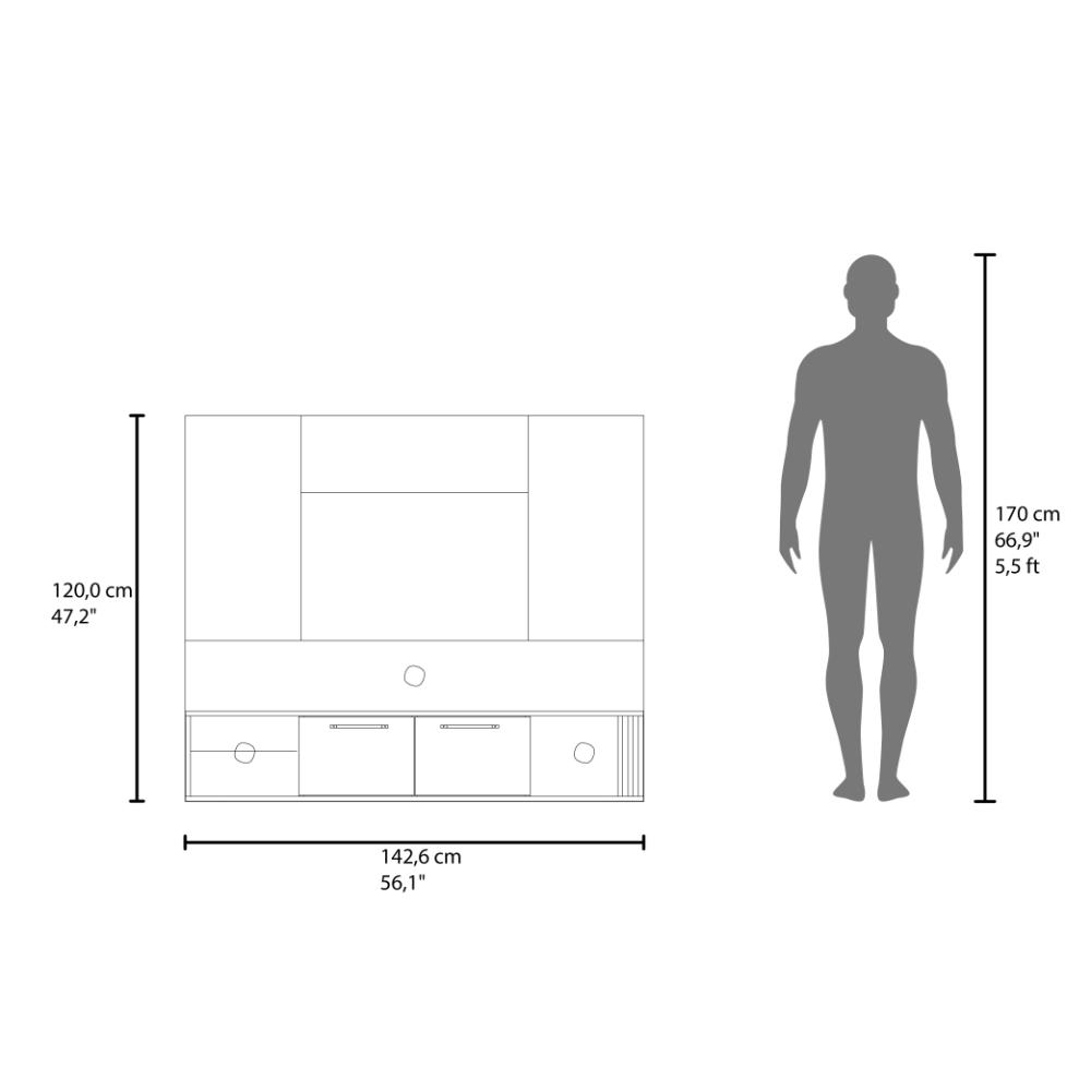 Panel De Tv Valance, Blanco Y Fresno Eu Para Tv Hasta 60''