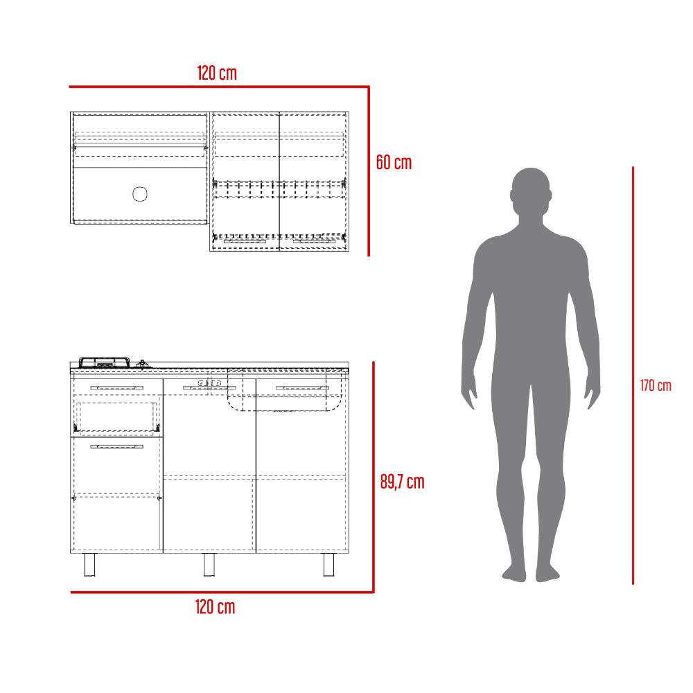 Cocina 120 Kurova  Blanco Meson Derecho