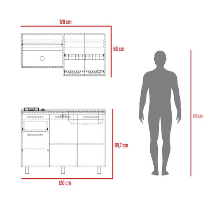 Cocina 120 Kurova  Blanco Meson Derecho