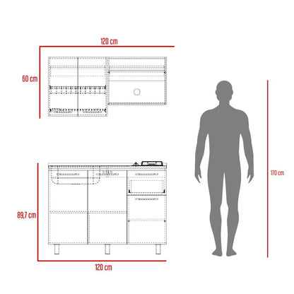 Cocina 120 Kurova  Blanco Meson Izquierdo