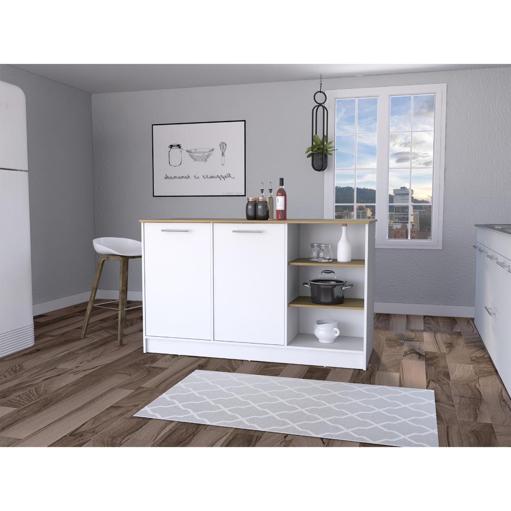 Barra De Cocina Lugato Blanco Y Fresno