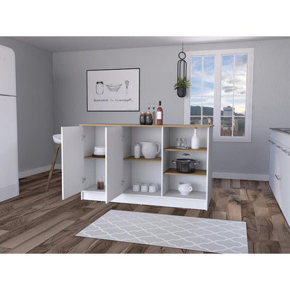 Barra De Cocina Lugato Blanco Y Fresno