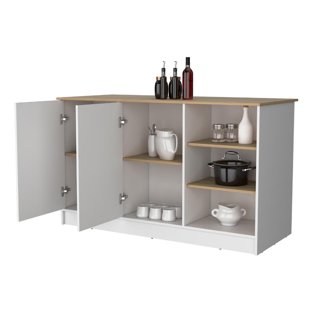 Barra De Cocina Lugato Blanco Y Fresno