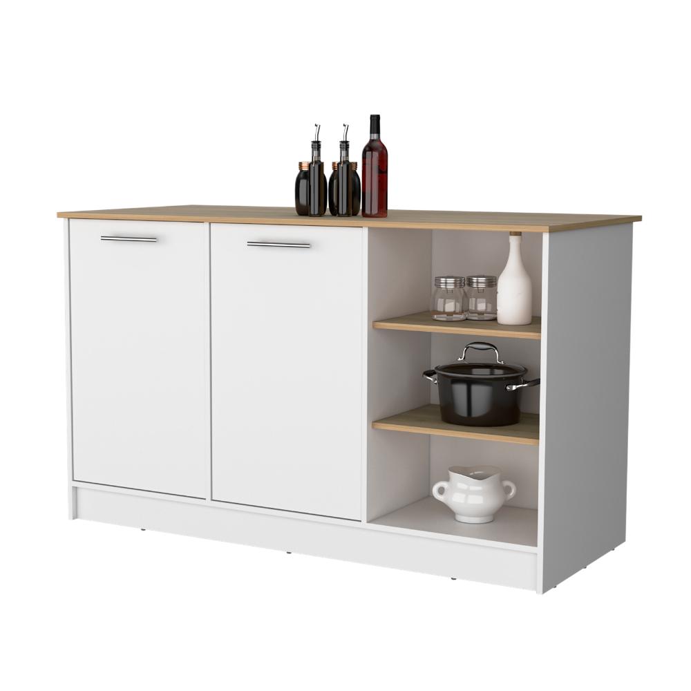 Barra De Cocina Lugato Blanco Y Fresno