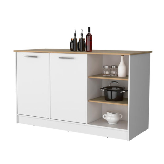 Barra De Cocina Lugato Blanco Y Fresno