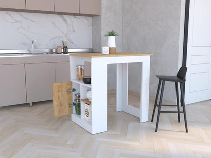 Barra De Cocina Alvara Blanco Y Macadamia