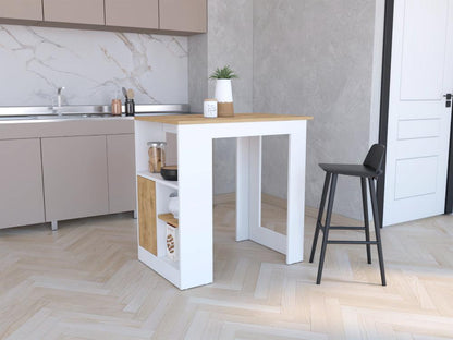 Barra De Cocina Alvara Blanco Y Macadamia