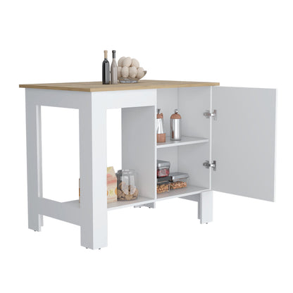 Isla De Cocina Angora  Blanco Y Macadamia
