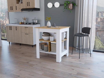 Isla De Cocina Dazira  Macadamia Y Blanco