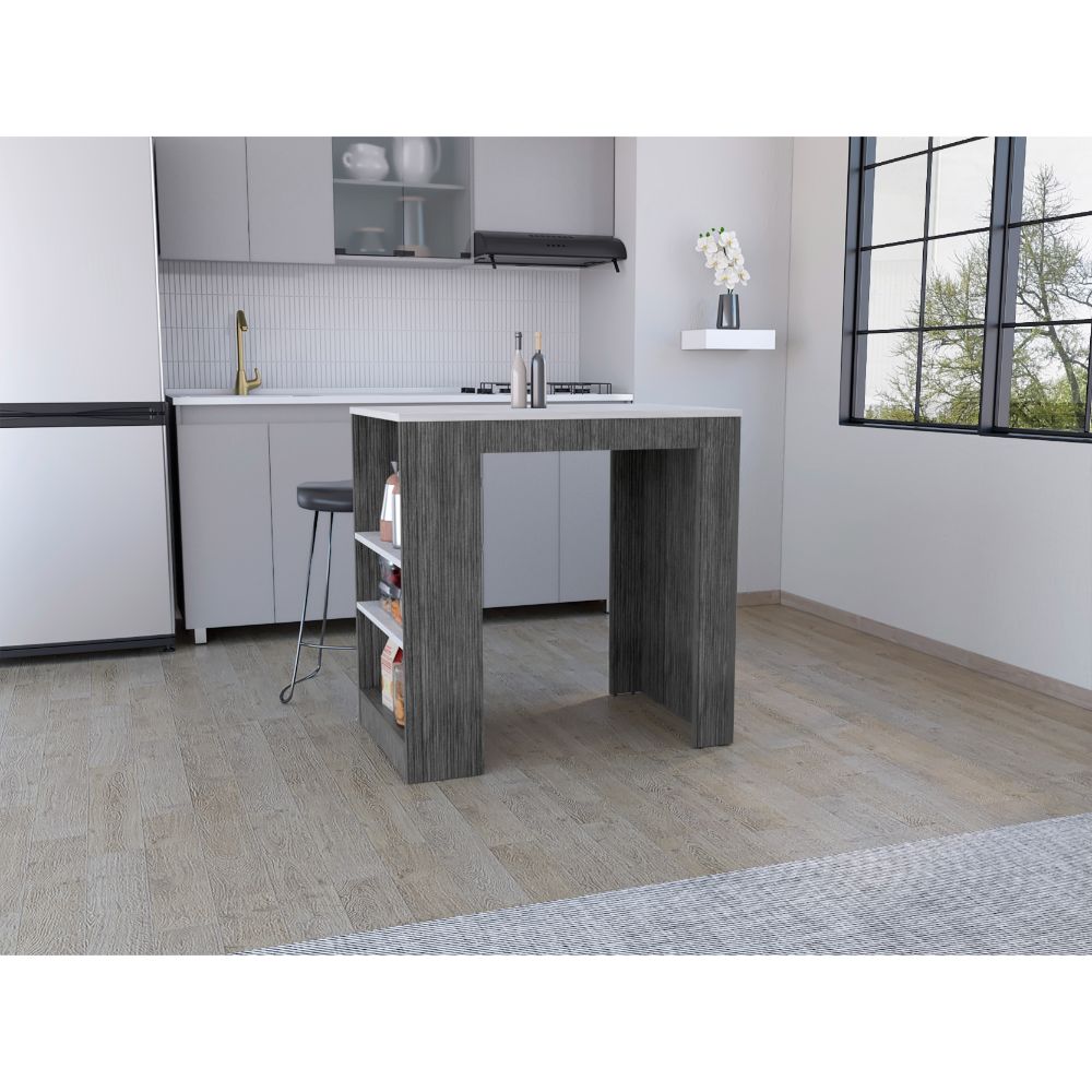 Barra De Cocina Portree Gris Y Blanco