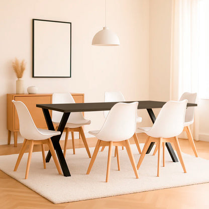 Juego de Comedor Indika beyota con 6 Sillas Milano blanco