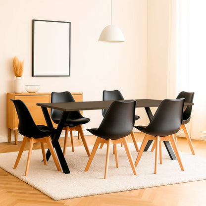 Juego de Comedor Indika beyota con 6 Sillas Milano negro