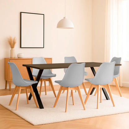 Juego de Comedor Indika beyota con 6 Sillas Milano gris