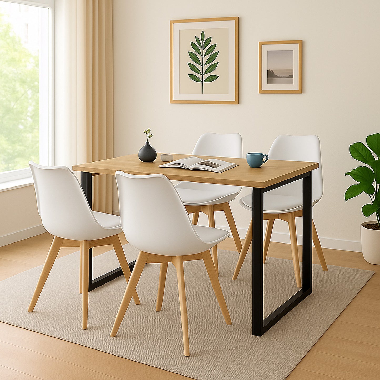 Juego de Comedor Industry con 4 Sillas Milano blanca