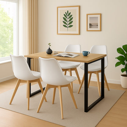 Juego de Comedor Industry con 4 Sillas Milano blanca