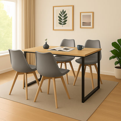 Juego de Comedor Industry con 4 Sillas Milano gris