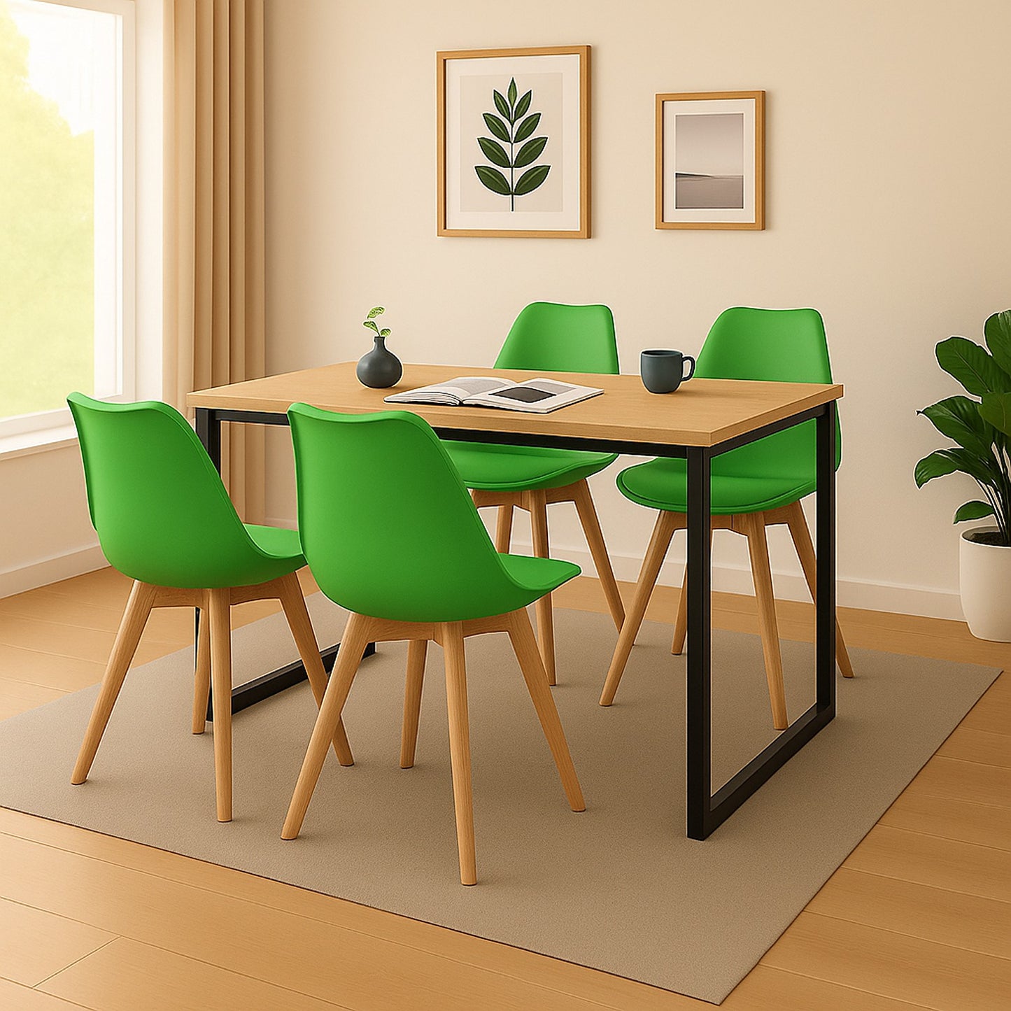 Juego de Comedor Industry con 4 Sillas Milano verde