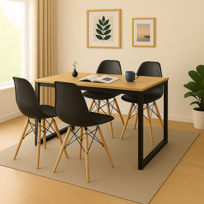 Juego de Comedor Industry con 4 Sillas Eames negro