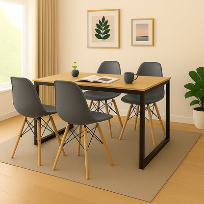 Juego de Comedor Industry con 4 Sillas Eames gris