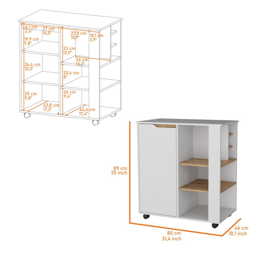 Modulo Microondas Syley, Blanco Y Macadamia, Amplios Espacios Para Almacenamiento