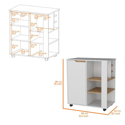 Modulo Microondas Syley, Blanco Y Macadamia, Amplios Espacios Para Almacenamiento