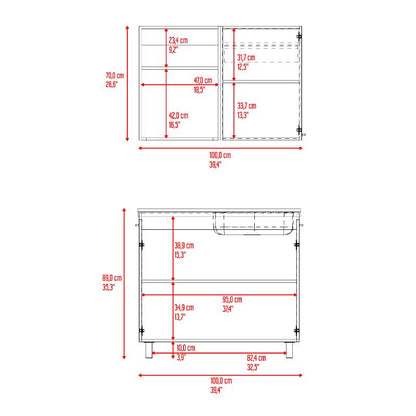 Cocina Integral Shelf Nogal Y Blanco Con Mesón Derecho