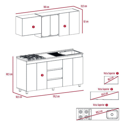 Cocina Integral Zomira Miel Y Blanco Con Mesón Derecho