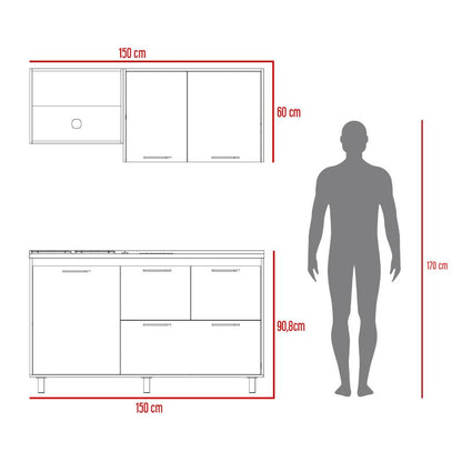 Cocina 150 Silari  Europeo Blanco Con Meson Derecho