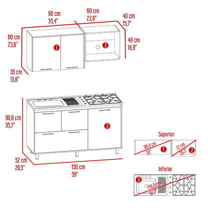 Cocina 150 Silari  Europeo Blanco Con Meson Izquierdo