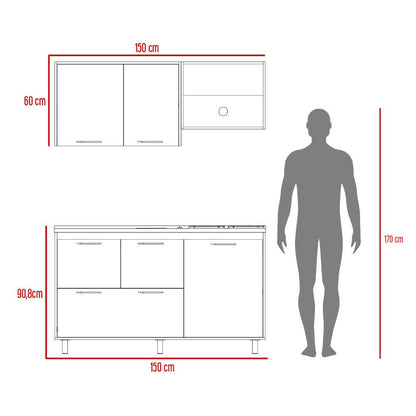 Cocina 150 Silari  Europeo Blanco Con Meson Izquierdo