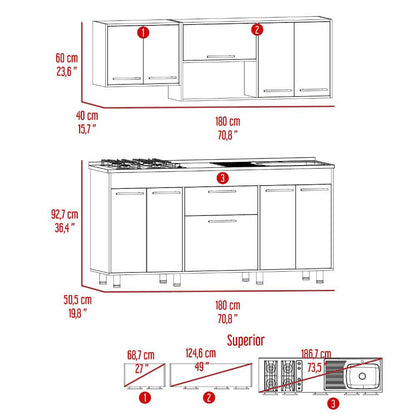 Cocina Integral Soludy Duna Y Blanco Con Mesón Derecho