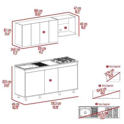 Cocina Integral Cirela Nogal Y Blanco Con Mesón Izquierdo