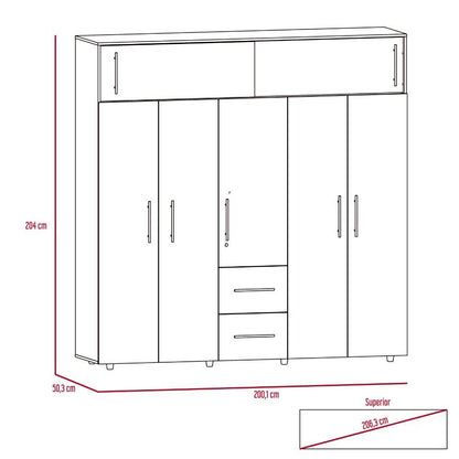 Closet Elarin 200 Ceniza Y Blanco