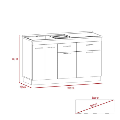 Gabinete Inferior Gelapa Blanco Y Rovere  150 Cm