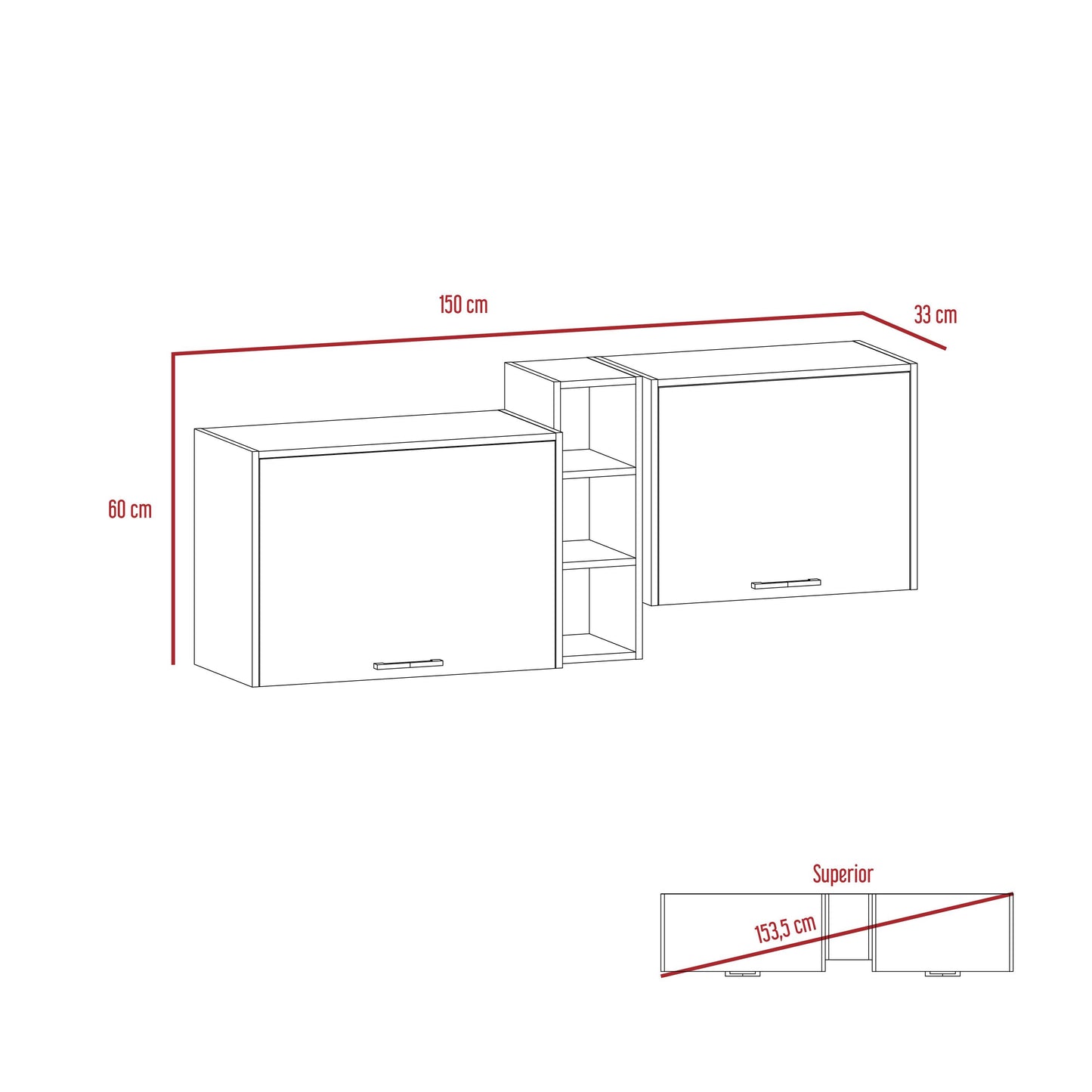Gabinete Superior Gumbita Rovere Y Blanco 150 Cm