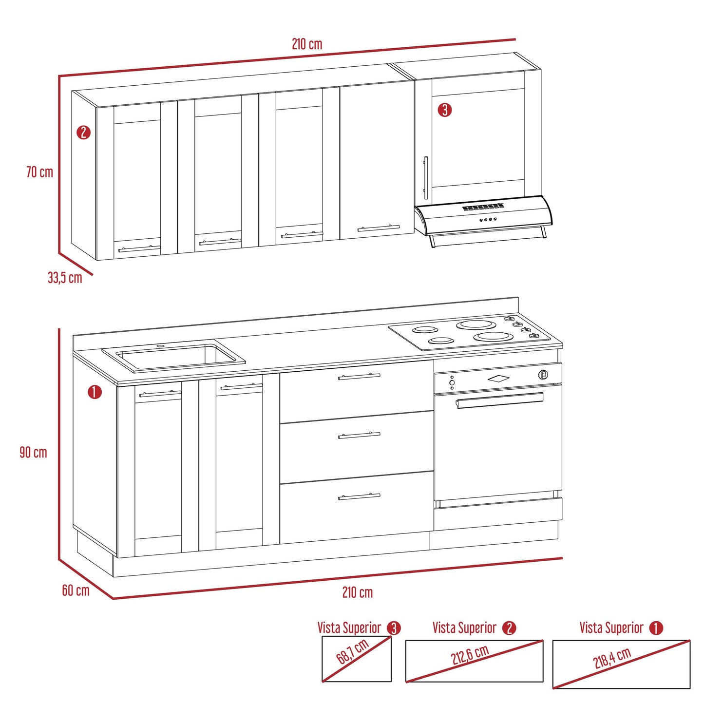 Cocina Integral Elavor Rovere Con Mesón Izquierdo