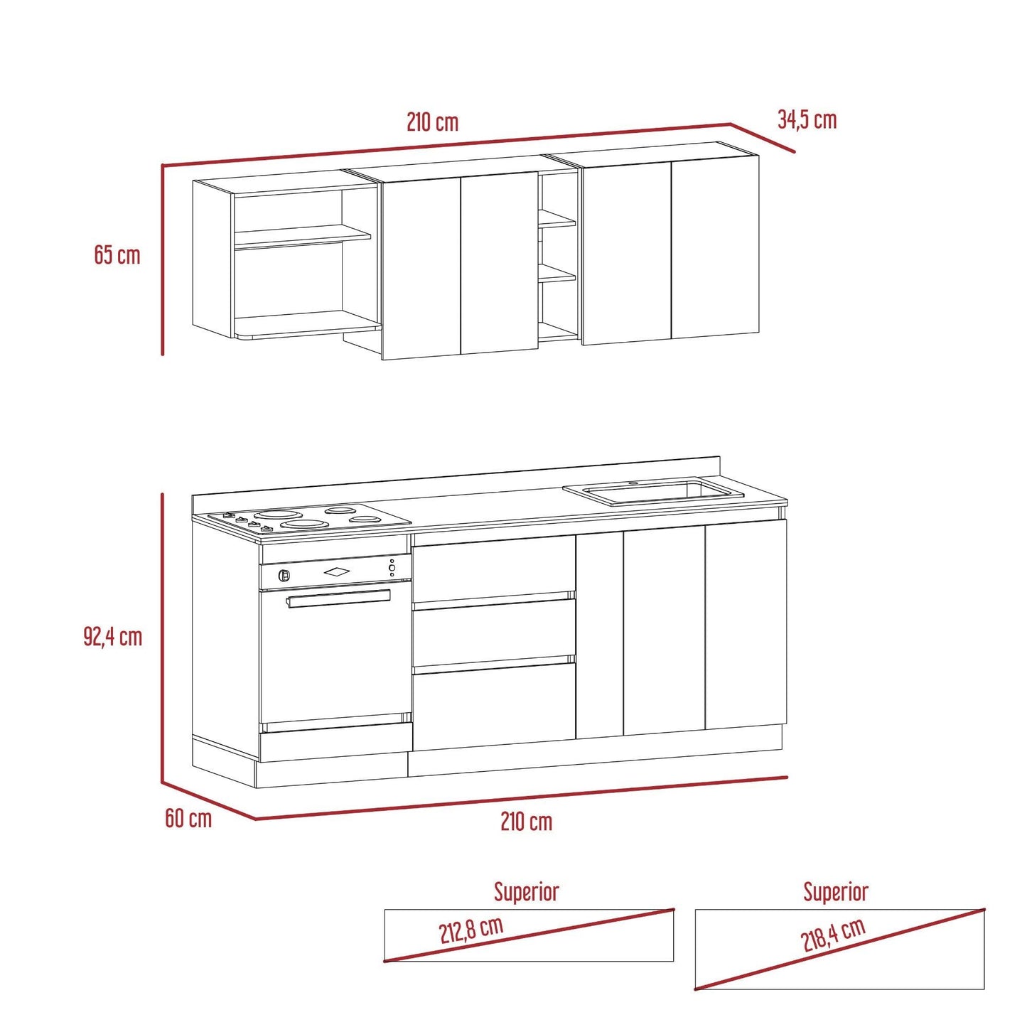 Cocina Integral Orvian Duna Y Blanco Con Mesón Izquierdo